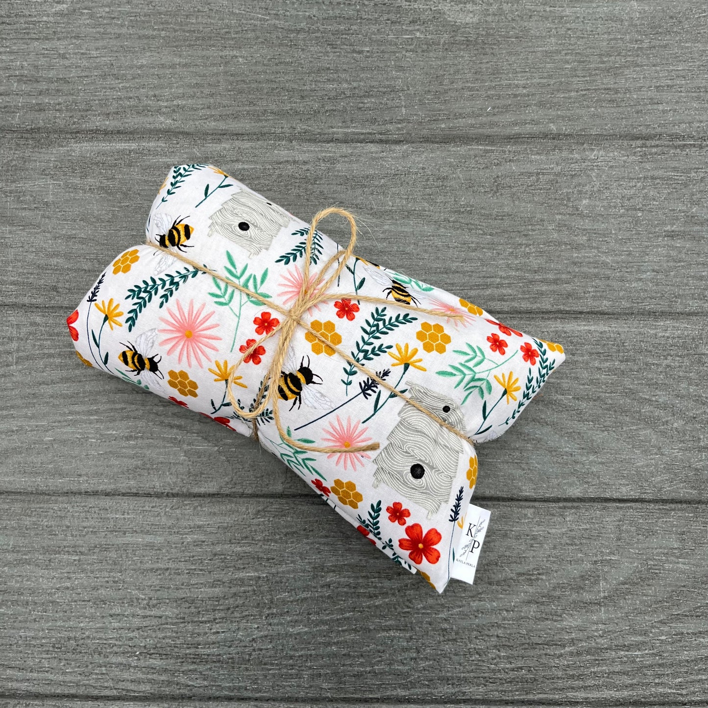 Floral Bee Print - Lavender Rice Bag - Large Hot and Cold Pack