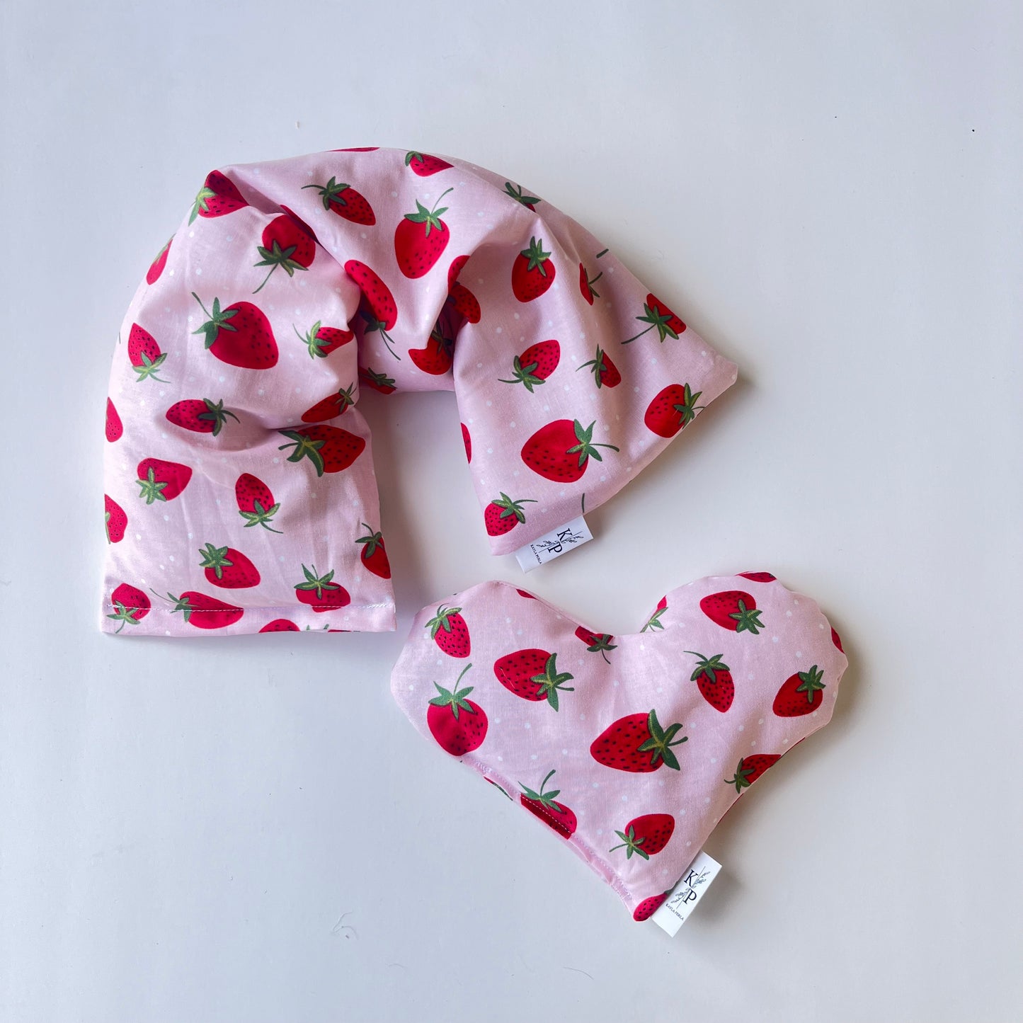 For the Love of Strawberries - Heart Bag - Hot and Cold Pack - Eye Mask