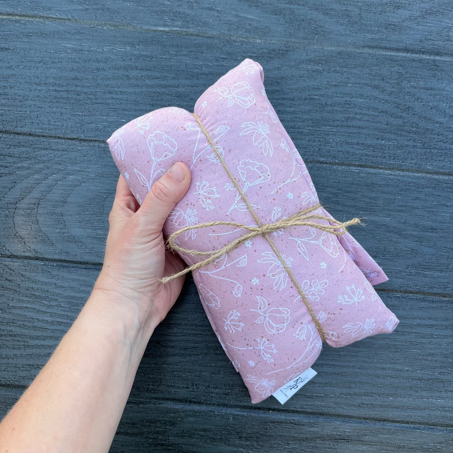 Pink Pencil Flowers - Lavender Rice Bag - Large Hot and Cold Pack