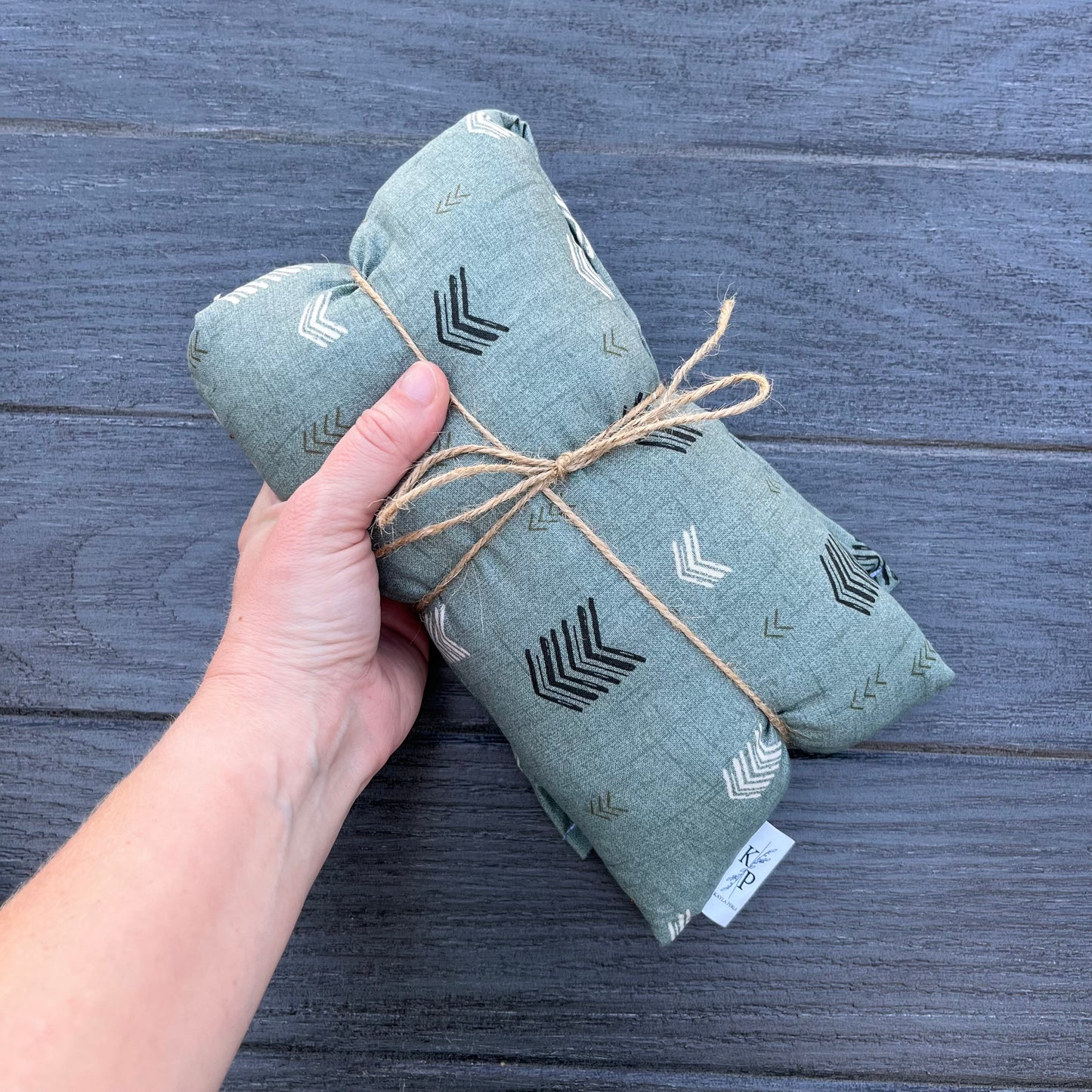 Green Arrows - Lavender Rice Bag - Large Hot and Cold Pack