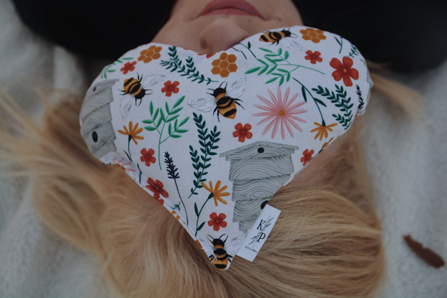 Floral Bee Print - Heart Bag - Hot and Cold Pack - Eye Mask