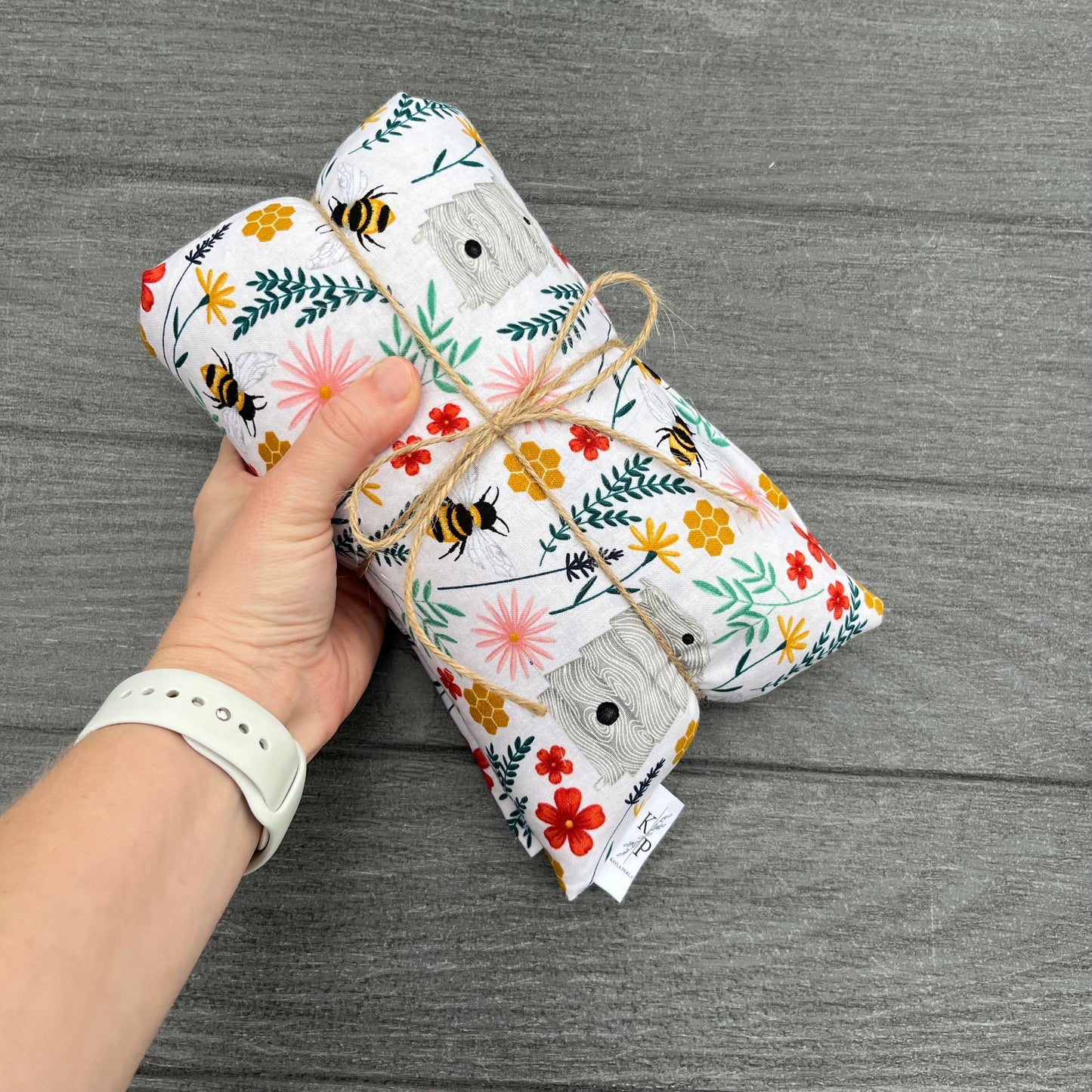 Floral Bee Print - Lavender Rice Bag - Large Hot and Cold Pack