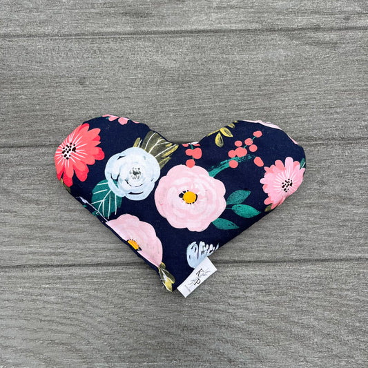 Navy and Pink Floral - Heart Bag - Hot and Cold Pack - Eye Mask